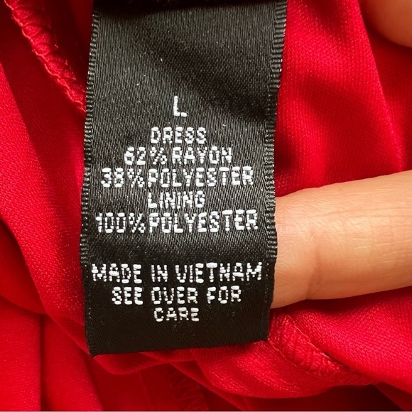 AGB Red Sleeveless Maxi Dress Waistband Lined Sequins Beaded Gauze Sz L Flowy - Picture 14 of 14